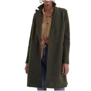 J. Crew Daphne Topcoat Coat Sz 16 Tall Olive Green Italian Boiled Wool Elegant